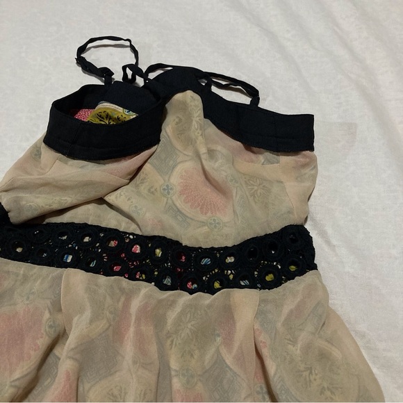 pure sugar Mini Dress with Black Lace Waistline | Vibrant Medallion Print - Picture 10 of 15